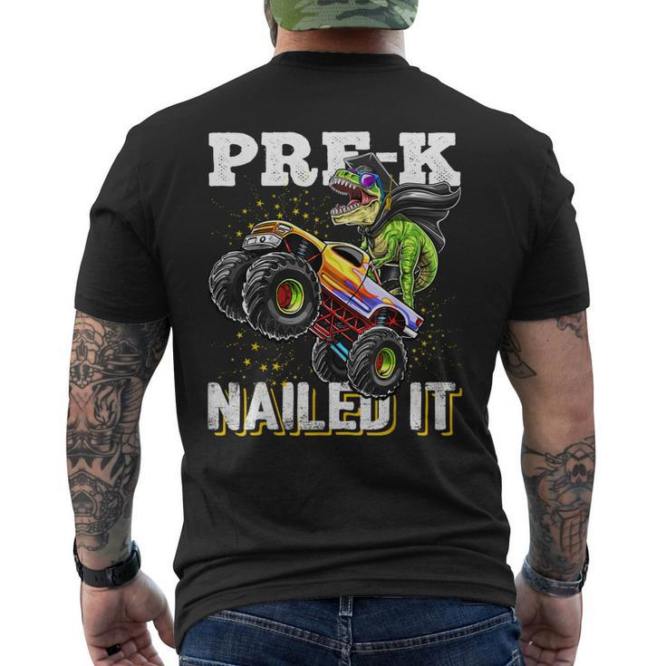 Prek Nailed It Dinosaur Monster Truck Graduation Cap Men's Back Print T-shirt