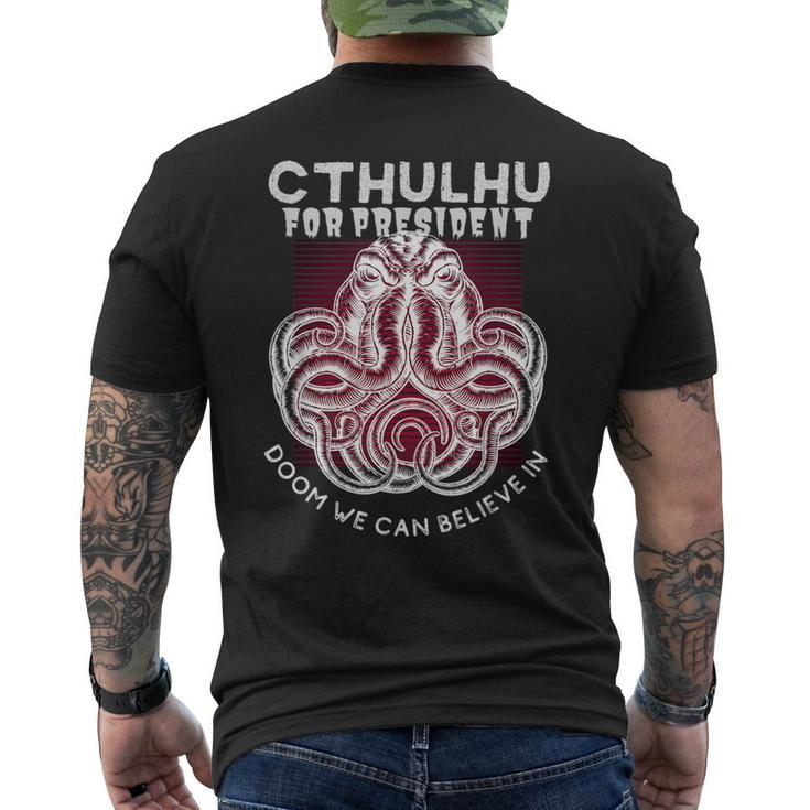 President Cthulhu 2024 Doom For All Funny Kraken Politics  Mens Back Print T-shirt