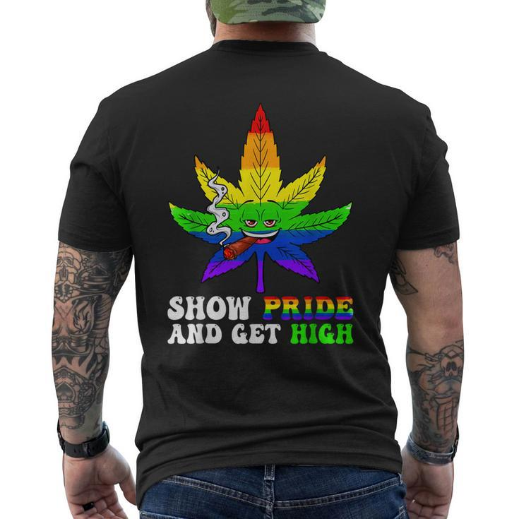 Pride And High Lgbt Weed Cannabis Lover Marijuana Gay Month  Mens Back Print T-shirt