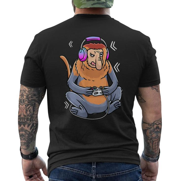 Proboscis Monkey Video Game Gaming Gamer Long-Nosed Monkey Men's T-shirt Back Print