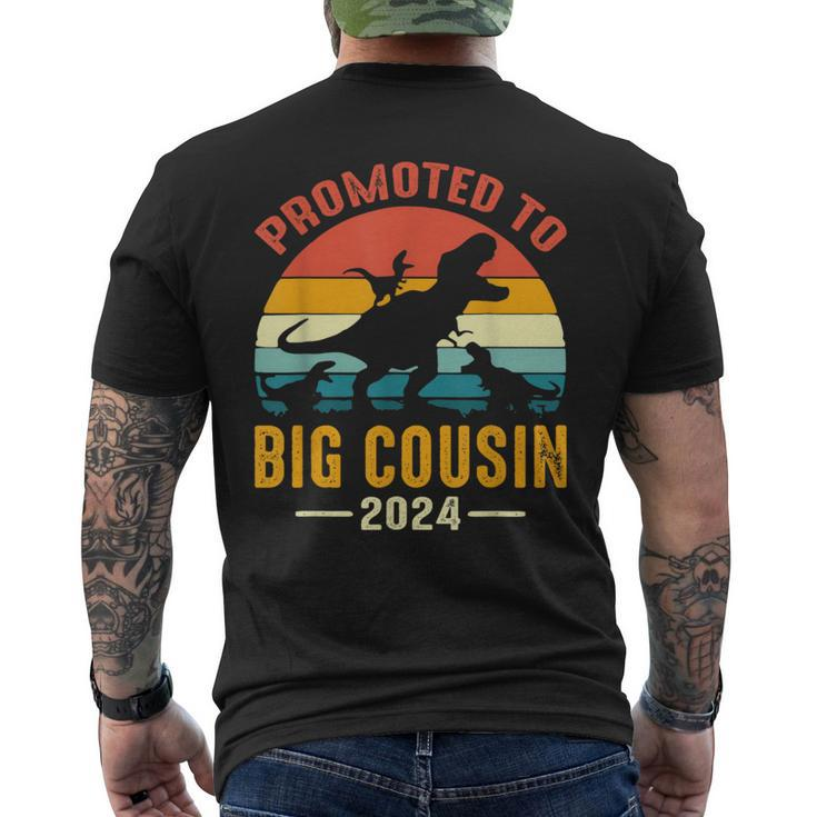 Promoted To Big Cousin 2024 Dinosaur T-Rex Men's T-shirt Back Print