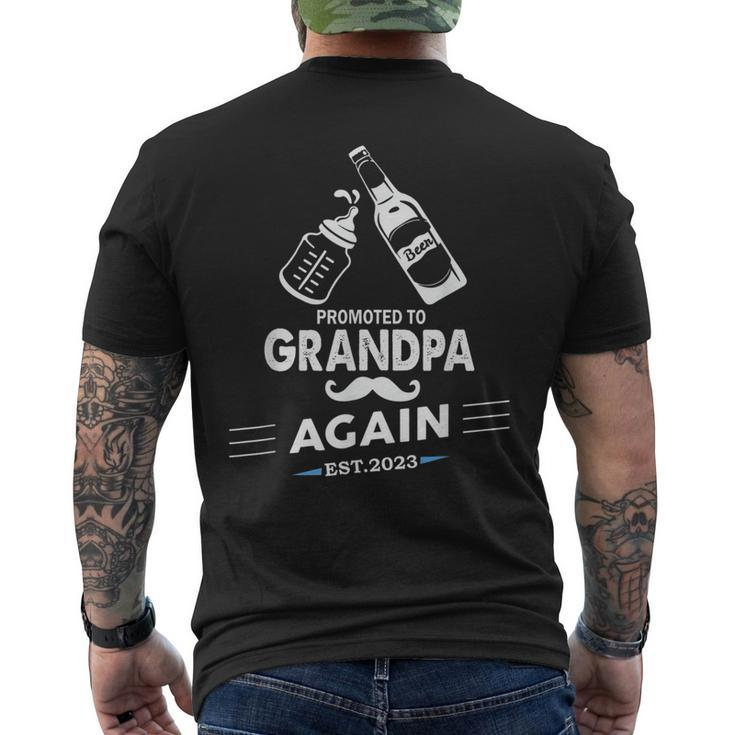 Promoted To Grandpa Again 2023 Baby Pregnancy Announcements Men's Back Print T-shirt