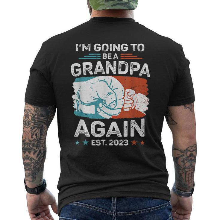 Promoted To Grandpa Again Est 2023 Pregnancy Announcement Men's Back Print T-shirt
