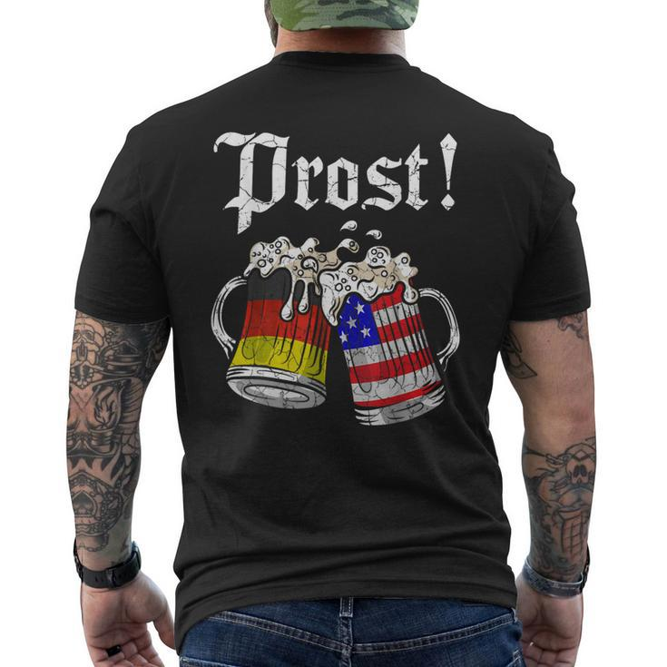 Prost German Drinking American Flag Oktoberfest Men's T-shirt Back Print