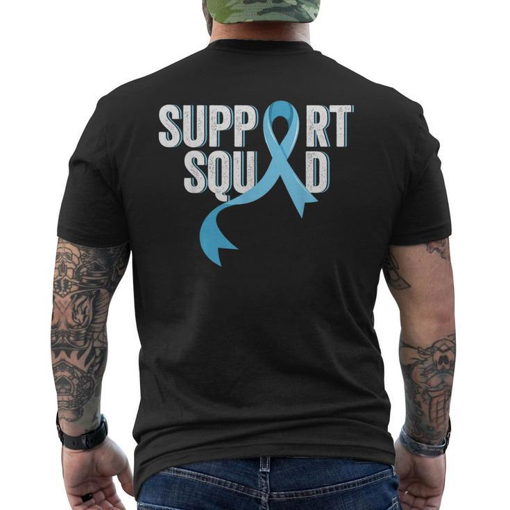 Prostate Cancer Awareness Support Squad Light Blue Ribbon  Mens Back Print T-shirt