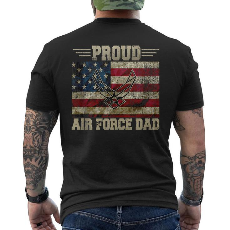 Proud Air Force Dad Military Veteran Pride Us Flag Men's Back Print T-shirt