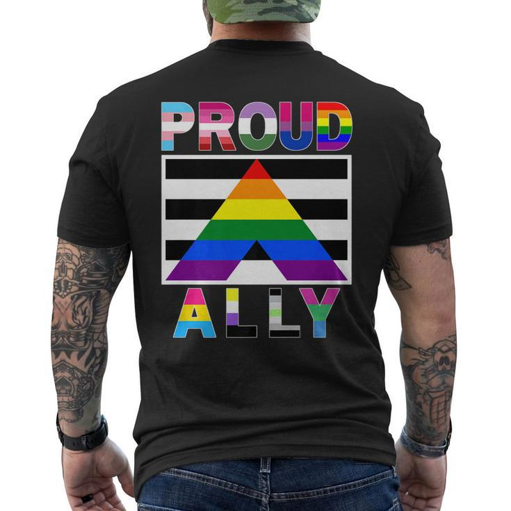 Proud Ally Lgbtq Gay Pride Month Equality Flags Mens Back Print T-shirt