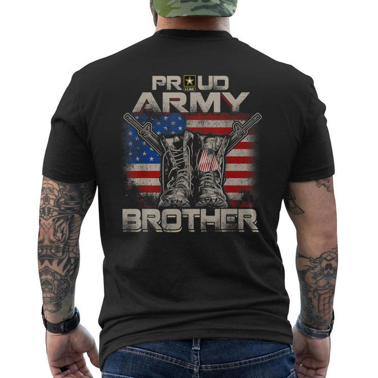 Proud Army Brother America Flag Us Military Pride Men's Back Print T-shirt