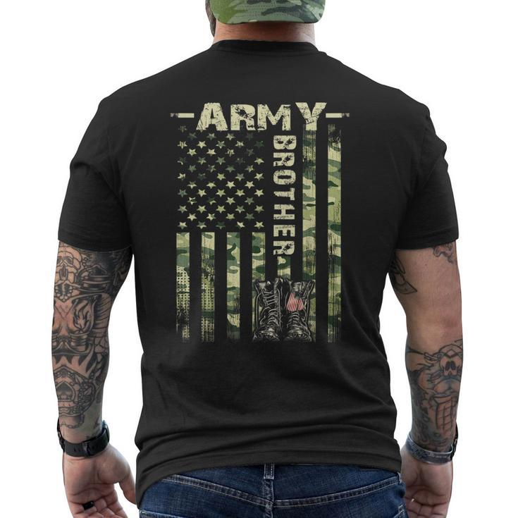 Proud Army Brother United States Flag Military Fathers Men's Back Print T-shirt