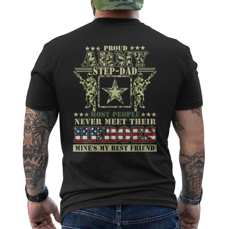 Proud Army Stepdad Memorial Day Veteran Men's Back Print T-shirt