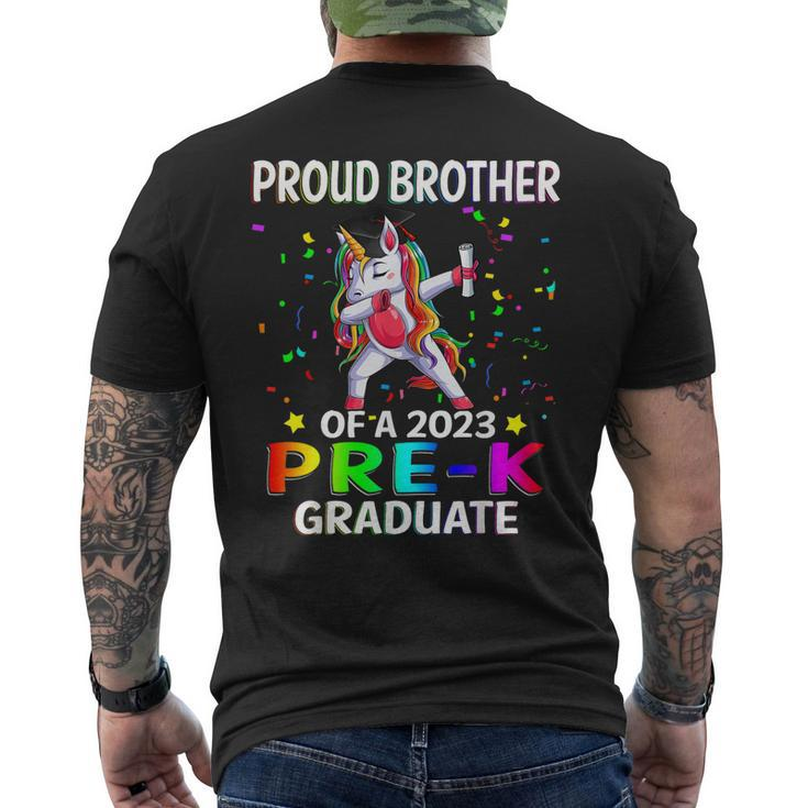 Proud Brother Of A Class Of 2023 Prek Graduate Unicorn Men's Back Print T-shirt