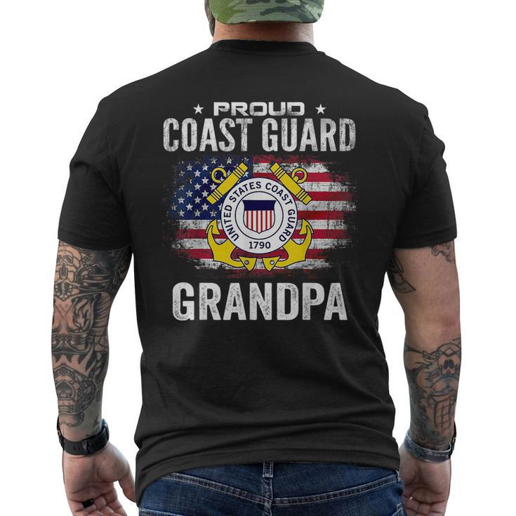Proud Coast Guard Grandpa With American Flag Gift Veteran Veteran Funny Gifts Mens Back Print T-shirt