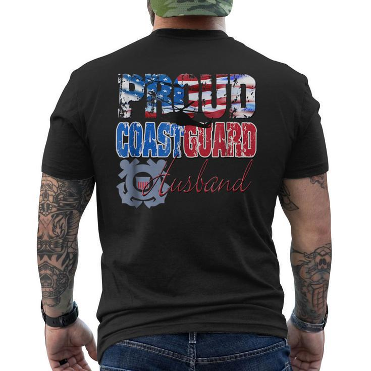 Proud Coast Guard Husband Patriotic Usa Flag  Men Patriotic Funny Gifts Mens Back Print T-shirt