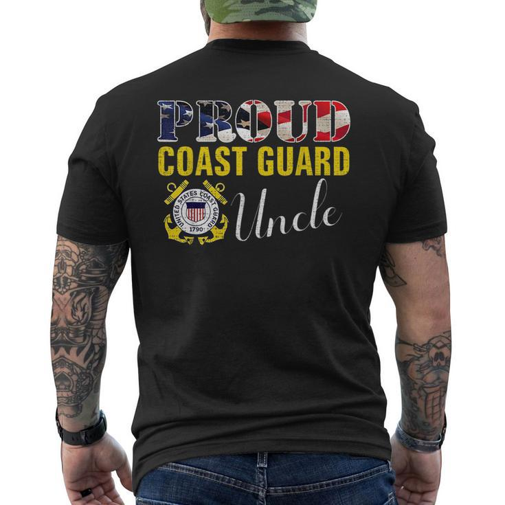 Proud Coast Guard Uncle With American Flag For Veteran Day Veteran Funny Gifts Mens Back Print T-shirt