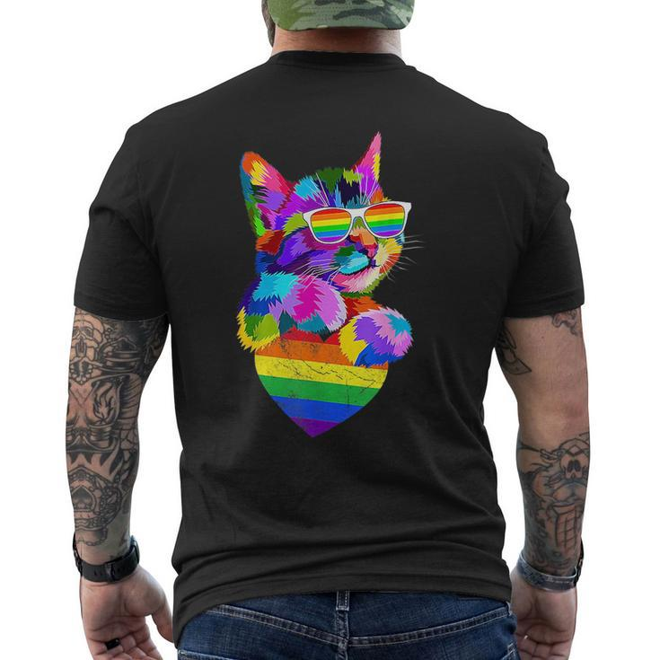 Proud Cute Cat Pride Lgbt Transgender Flag Heart Gay Lesbian  Mens Back Print T-shirt