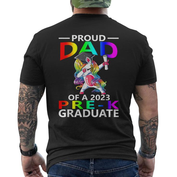 Proud Dad Of A Class Of 2023 Prek Graduate Unicorn Men's Back Print T-shirt