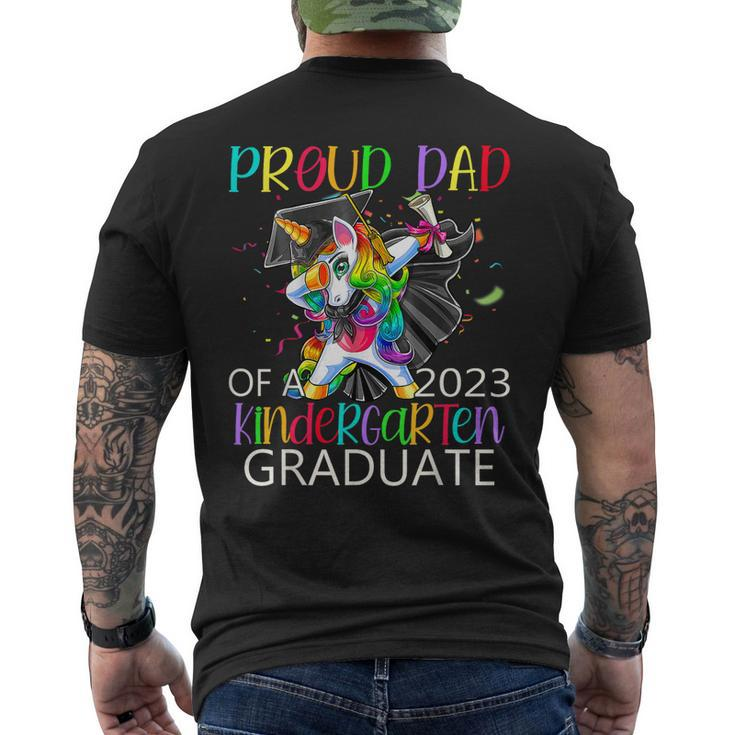 Proud Dad Of A 2023 Kindergarten Graduate Unicorn Dabbing  Mens Back Print T-shirt