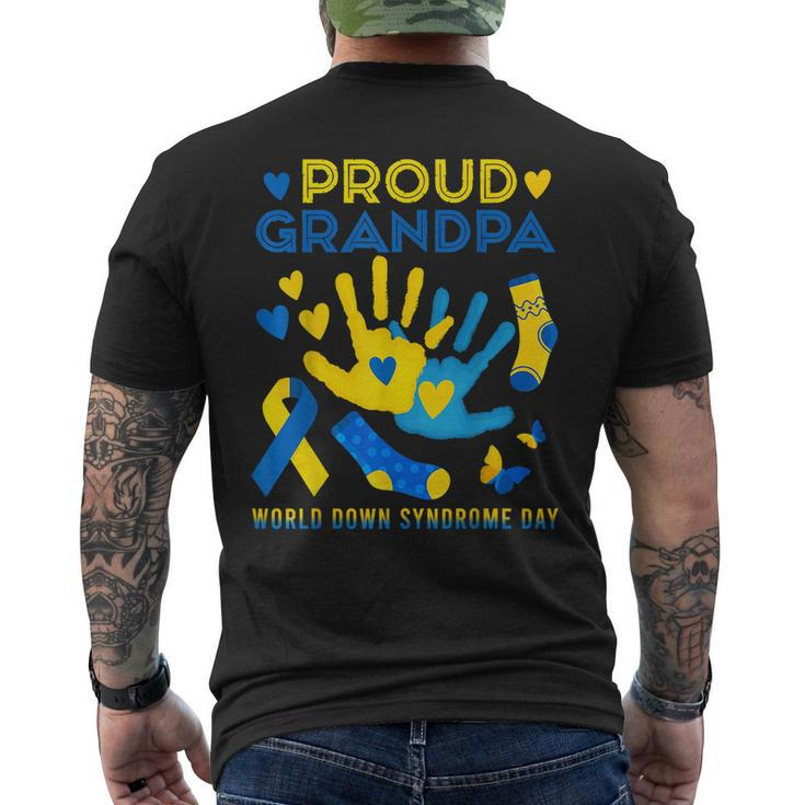 Proud Grandpa T21 World Down Syndrome Awareness Day Ribbon Men's Back Print T-shirt