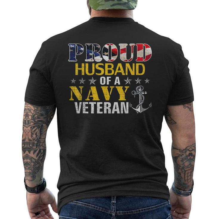 Proud Husband Of A Navy Veteran With American Flag Men's Back Print T-shirt