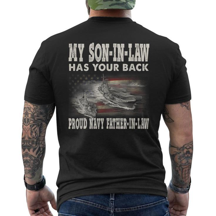 Proud Navy Fatherinlaw My Soninlaw Has Your Back Men's Back Print T-shirt
