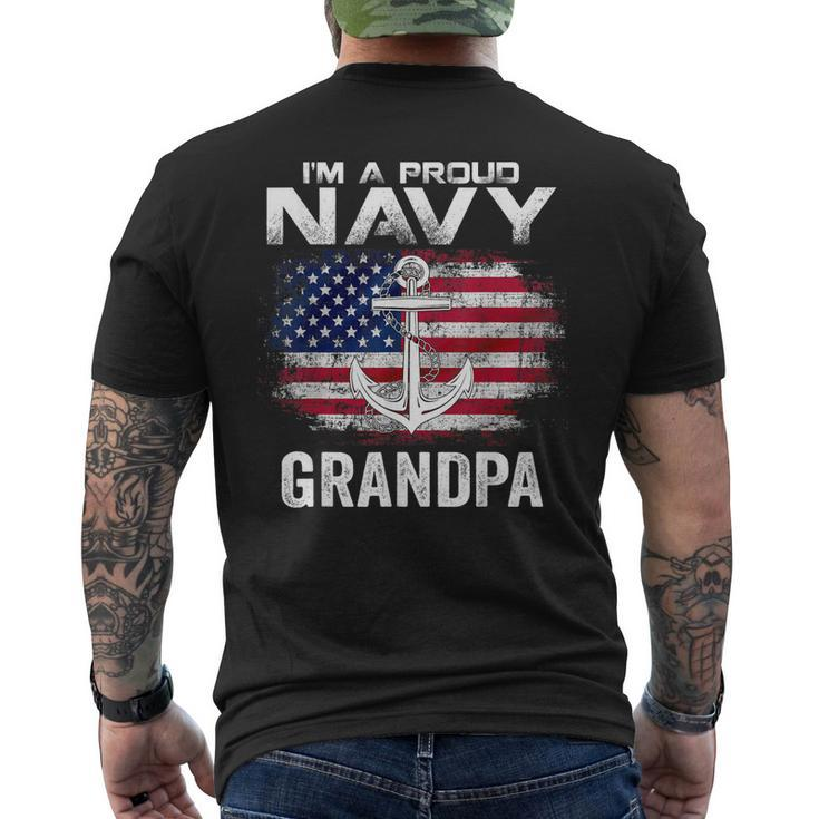 Im A Proud Navy Grandpa With American Flag Veteran Men's Back Print T-shirt