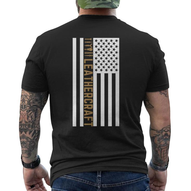 Proud Patriotic Leatherworker Leathercraft American Flag Men's T-shirt Back Print