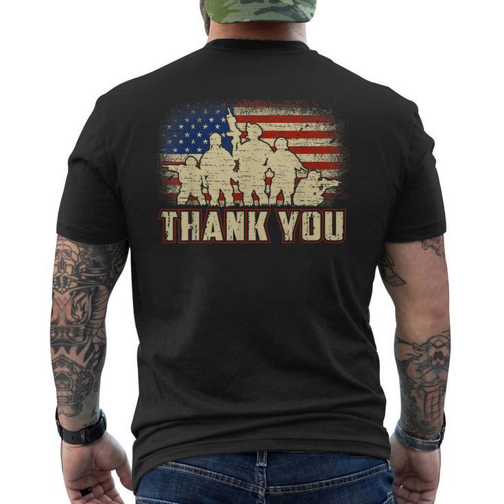 Proud Thank You American Us Flag Military Veteran Day Men's Back Print T-shirt