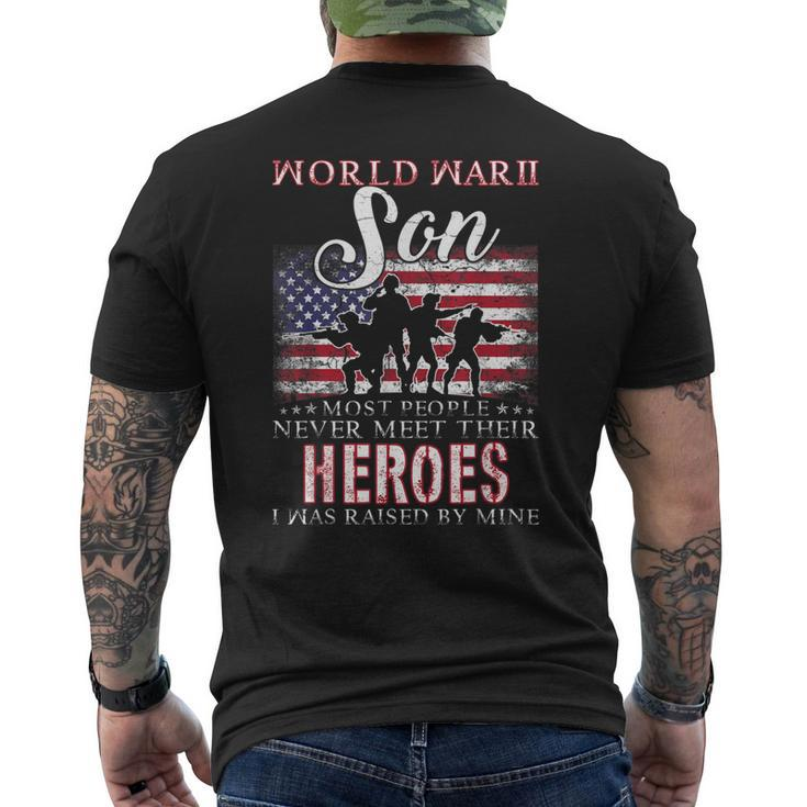 Proud World War 2 Veteran Son Ww2 Grandchild Men's Back Print T-shirt