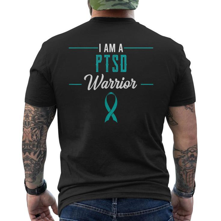 Ptsd Warrior Traumatic Psychological Trauma Teal Ribbon Gift  Mens Back Print T-shirt