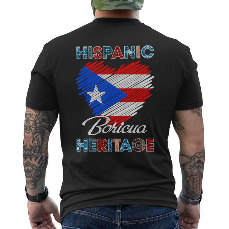 Puerto Rican Hispanic Heritage Boricua Puerto Rico Flag Men's T-shirt Back Print