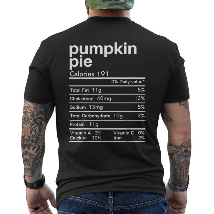Pumpkin Pie Nutrition Facts Matching Thanksgiving Men's T-shirt Back Print