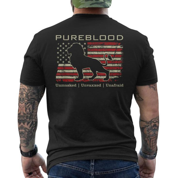 Pureblood Movement Pureblood Medical Freedom Lion Usa Flag Men's T-shirt Back Print