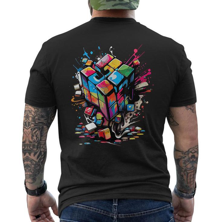 Puzzle Cube Exploding Speed Cubing 80S Youth Vintage Math  Mens Back Print T-shirt