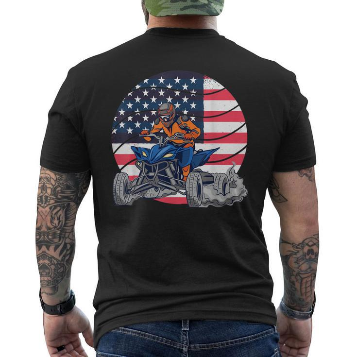 Quad Atv American Flag 4Th Of July Patriotic  Mens Back Print T-shirt