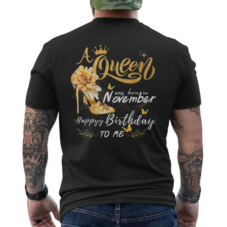 A Queen Was Born In November High Heels Happy Birthday To Me Men's T-shirt Back Print