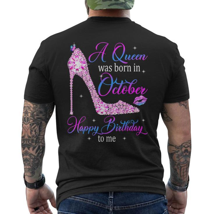 A Queen Was Born In October Happy Birthday To Me High Heel Men's T-shirt Back Print