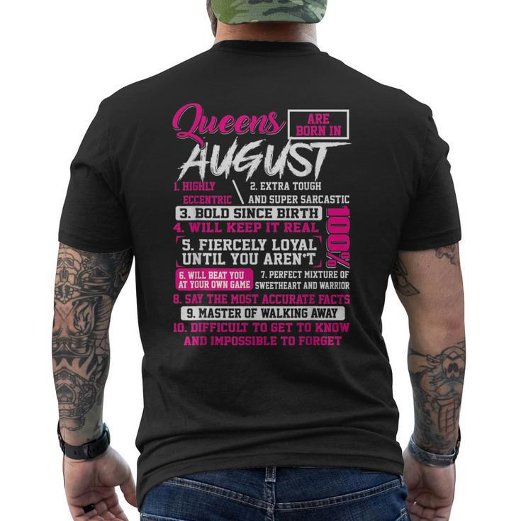 Queens Are Born In August 10 Facts Funny Birthday  Mens Back Print T-shirt