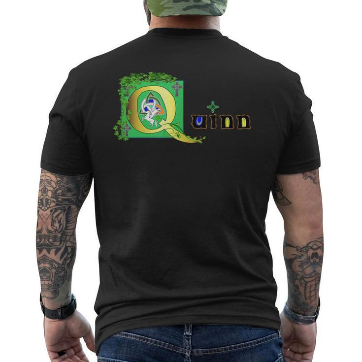 Quinn Family Name In A Celtic Illuminated Letter Style Men's Back Print T-shirt