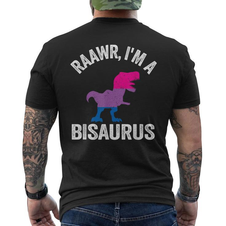 Raawr Im A Bisaurus Dinosaur T-Rex Bisexual Flag Bi Pride  Mens Back Print T-shirt