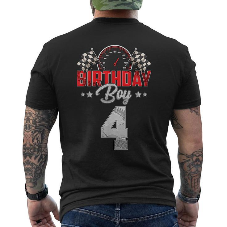 Race Car 4Th Birthday Boy Party Racing 4 Year Old Pit Crew Racing Funny Gifts Mens Back Print T-shirt