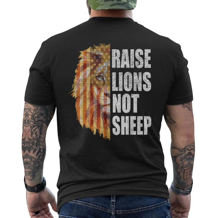 Raise Lions Not Sheep American Flag 4Th Of July Vintage Men's Back Print T-shirt