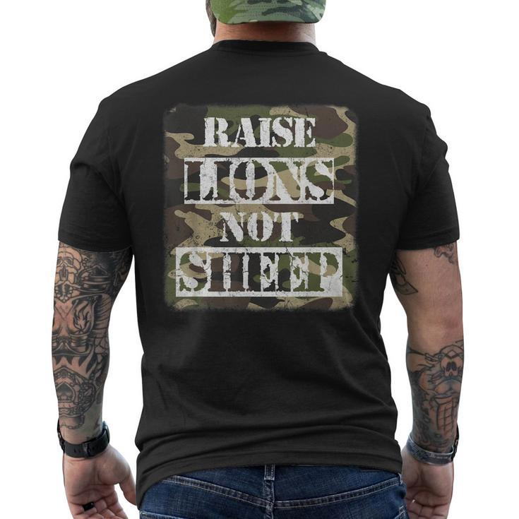 Raise Lions Not Sheep American Patriot Camo Patriotic Lion Men's Back Print T-shirt