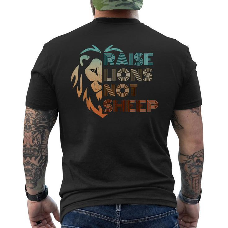 Raise Lions Not Sheep Distressed Vintage Statement Men's Back Print T-shirt