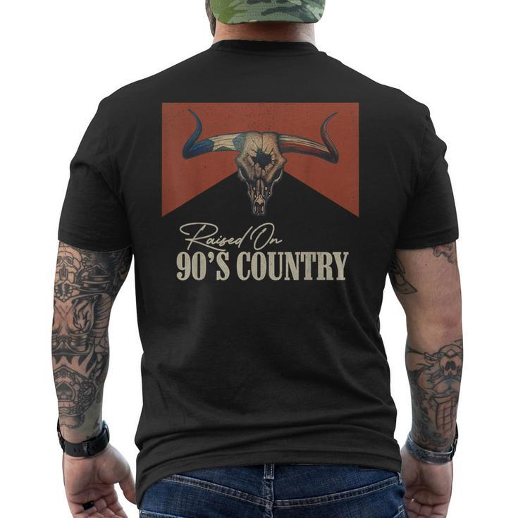 Raised On 90'S Country Music Vintage Bull Skull Western Life Men's T-shirt Back Print