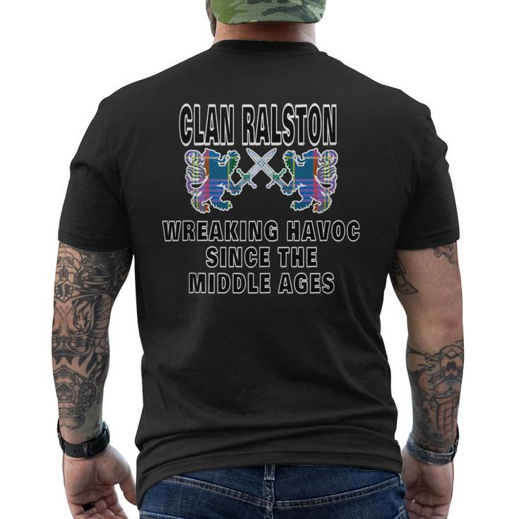Ralston Scottish Tartan Scotland Family Clan Name Mens Back Print T-shirt