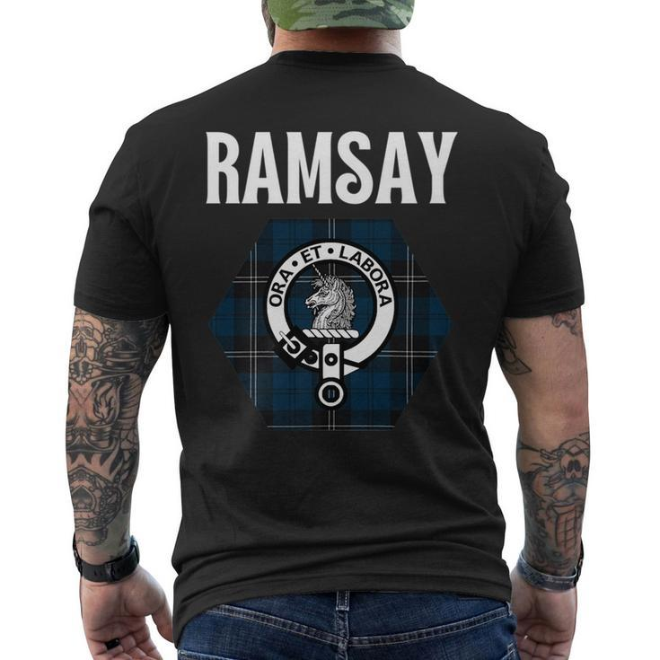 Ramsay Clan Scottish Name Coat Of Arms Tartan Mens Back Print T-shirt
