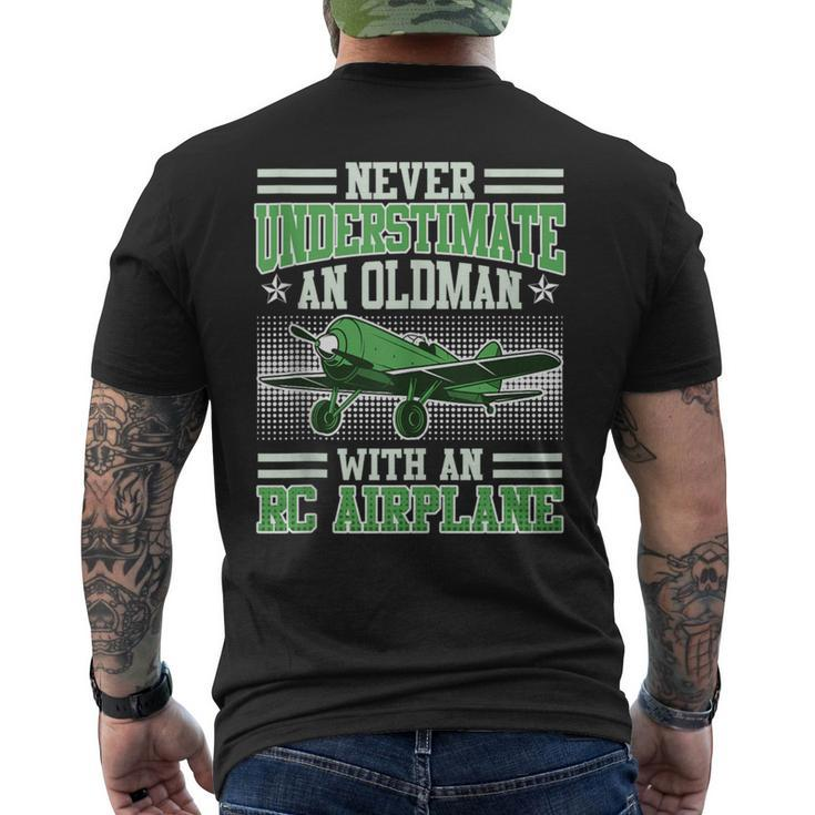 Rc Pilot Never Underestimate A Man With Rc Plane Grandpa Men's T-shirt Back Print