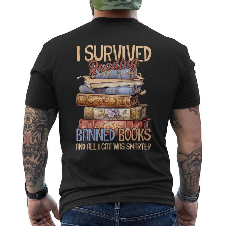Read Banned Books I Survived Reading Banned Books Men's T-shirt Back Print