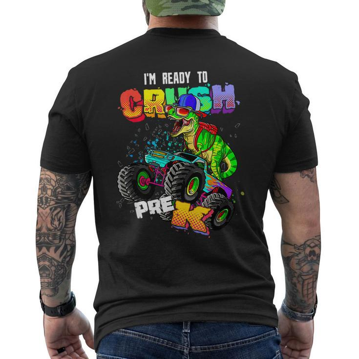 Ready To Crush Pre K T Rex Monster Truck Car Dinosaur Boys Men's T-shirt Back Print