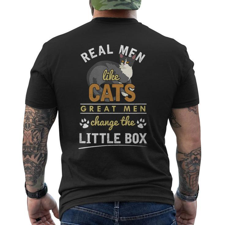 Real Men Like Cats Pets Cat Dad T Men's Back Print T-shirt